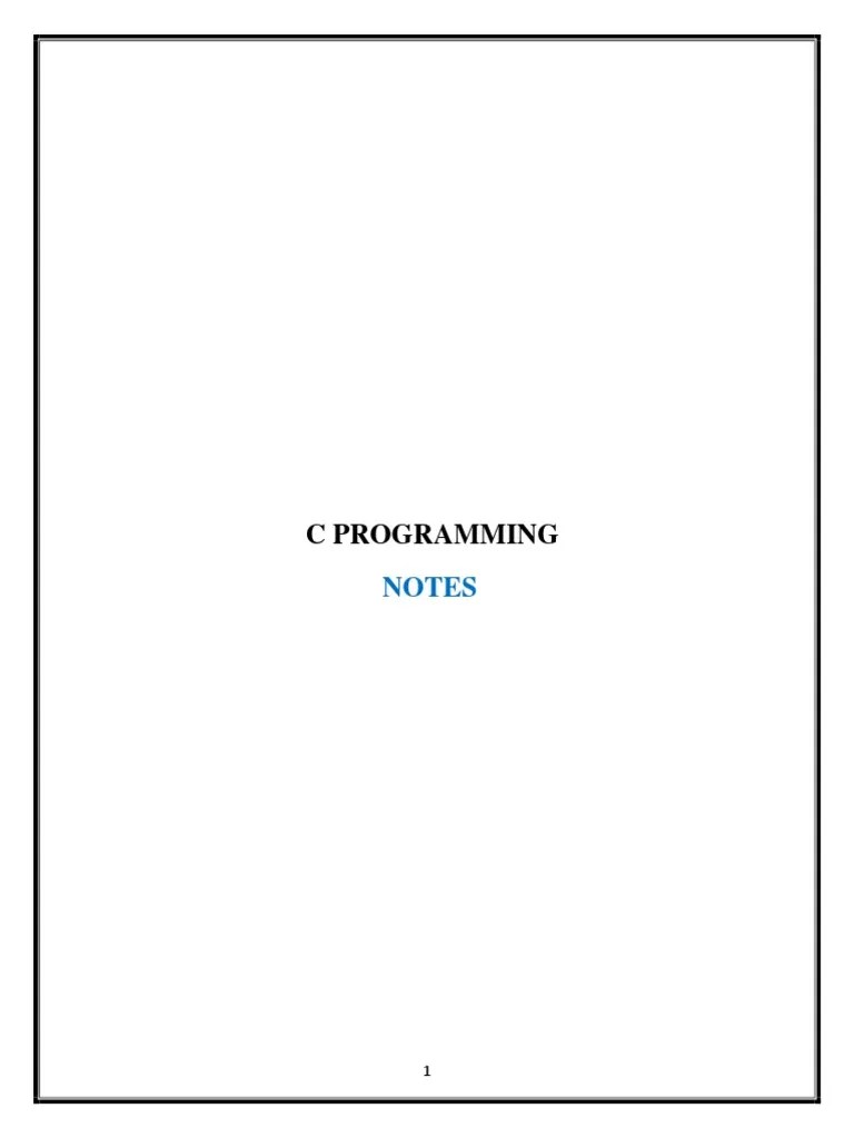C Programming Notes | PDF | Data Type | C (Programming Language)