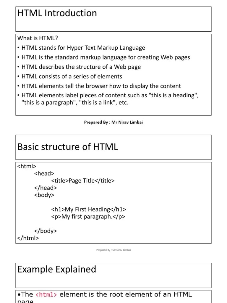 CH 2 Basic Of HTML And Advanced HTML | PDF | Html Element | Html