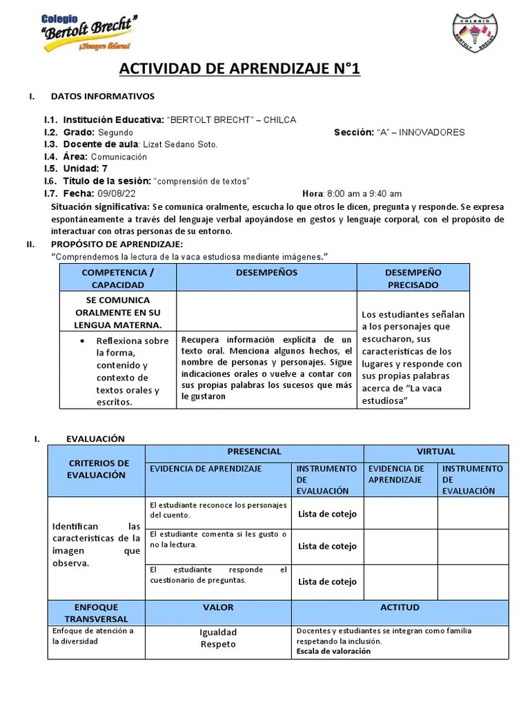 Actividad De Aprendizaje 1 | Descargar Gratis PDF | Evaluación | Aprendizaje