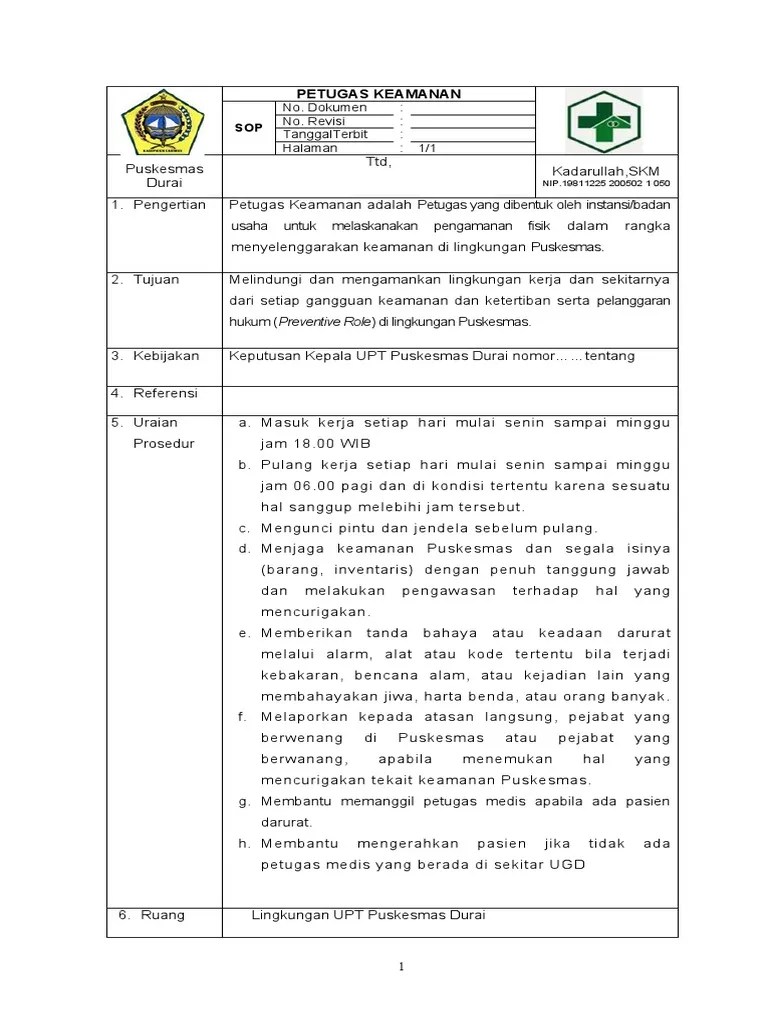 Sop Petugas Keamanan | PDF
