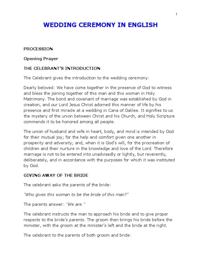 Wedding Ceremony Script | PDF | Wedding | Social Conventions