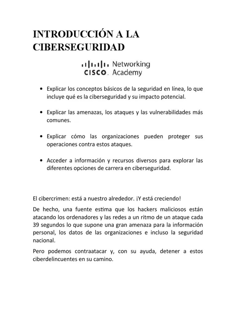 Introducción A La Ciberseguridad | PDF | La Seguridad Informática | Seguridad