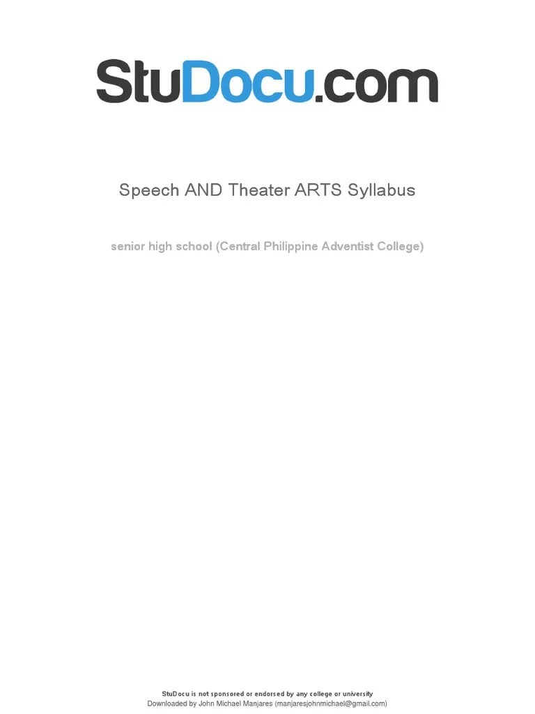 Speech And Theater Arts Syllabus | PDF | Teaching Method | Online And Offline