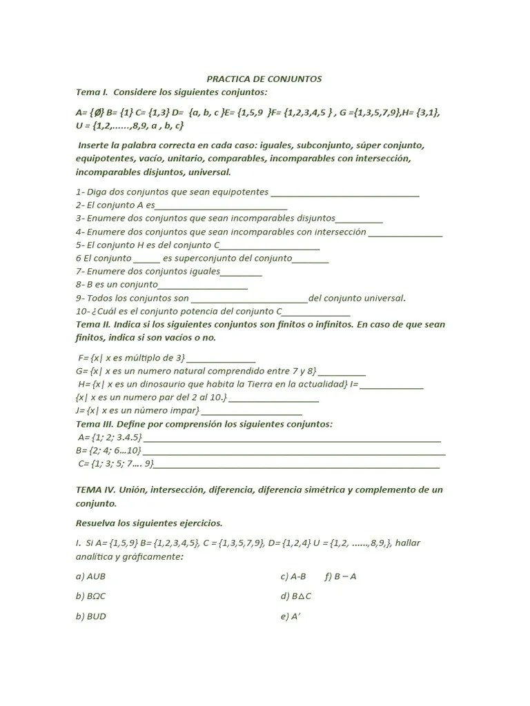 Practica De Conjuntos | PDF | Álgebra | Lógica Matemática