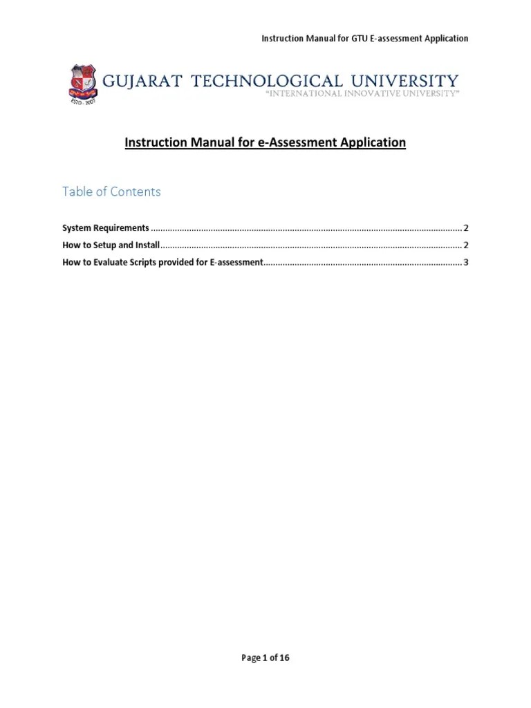 Instruction Manual For GTU E-Assessment Application | PDF | System ...