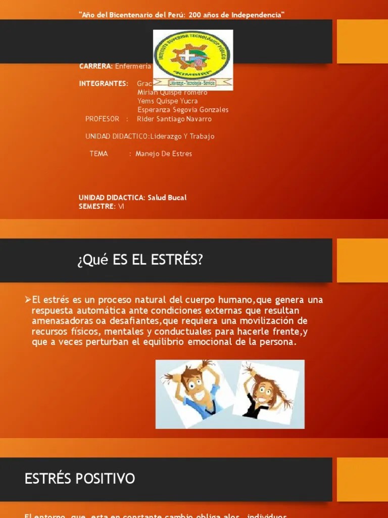 Manejo De Estres | PDF | Estrés (biología) | Las Emociones