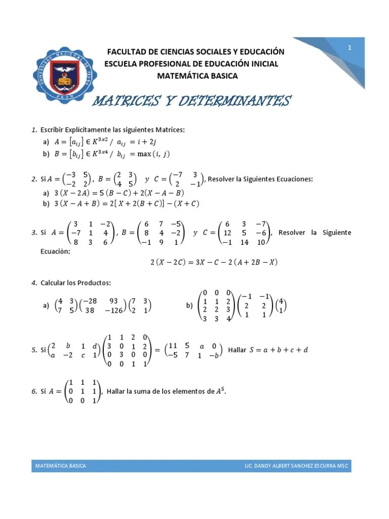 4.-Matrices Y Determinantes | PDF | Matriz (Matemáticas) | Determinante