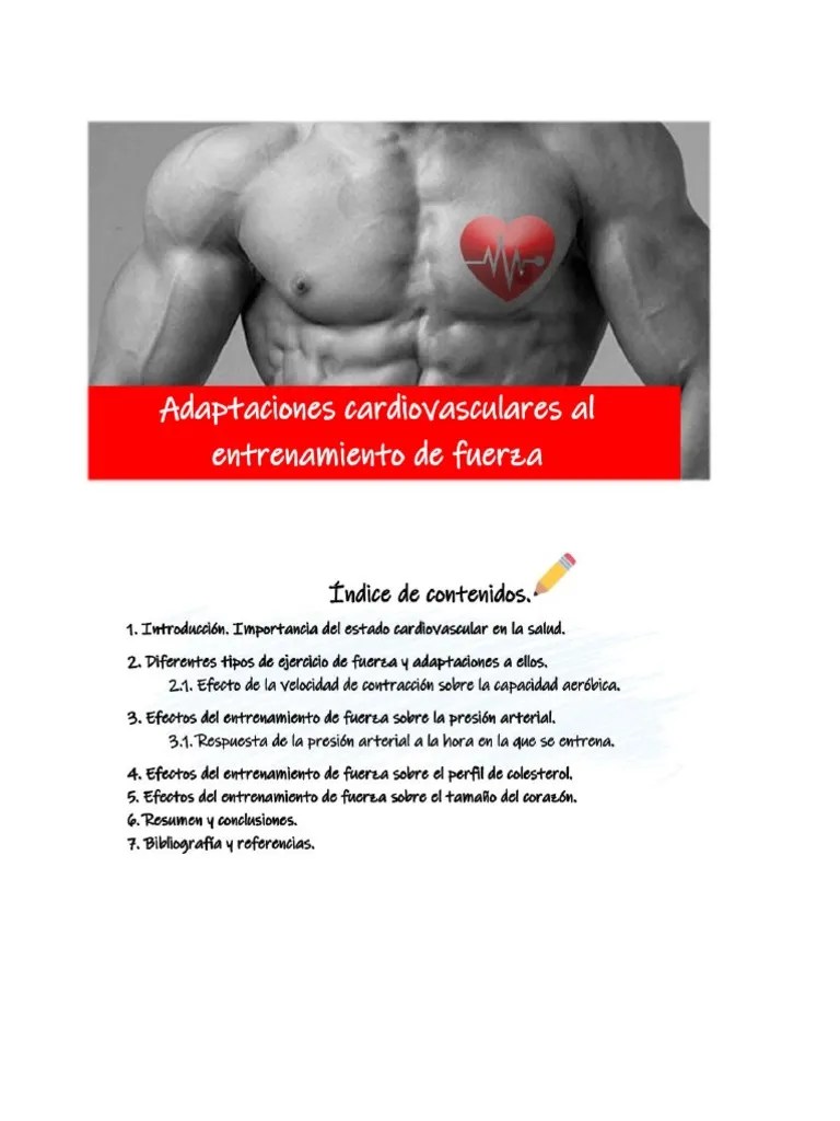 Adaptaciones Cardiovasculares Al Entrenamiento De Fuerza 2021 | PDF | Corazón | Ejercicio Aerobico