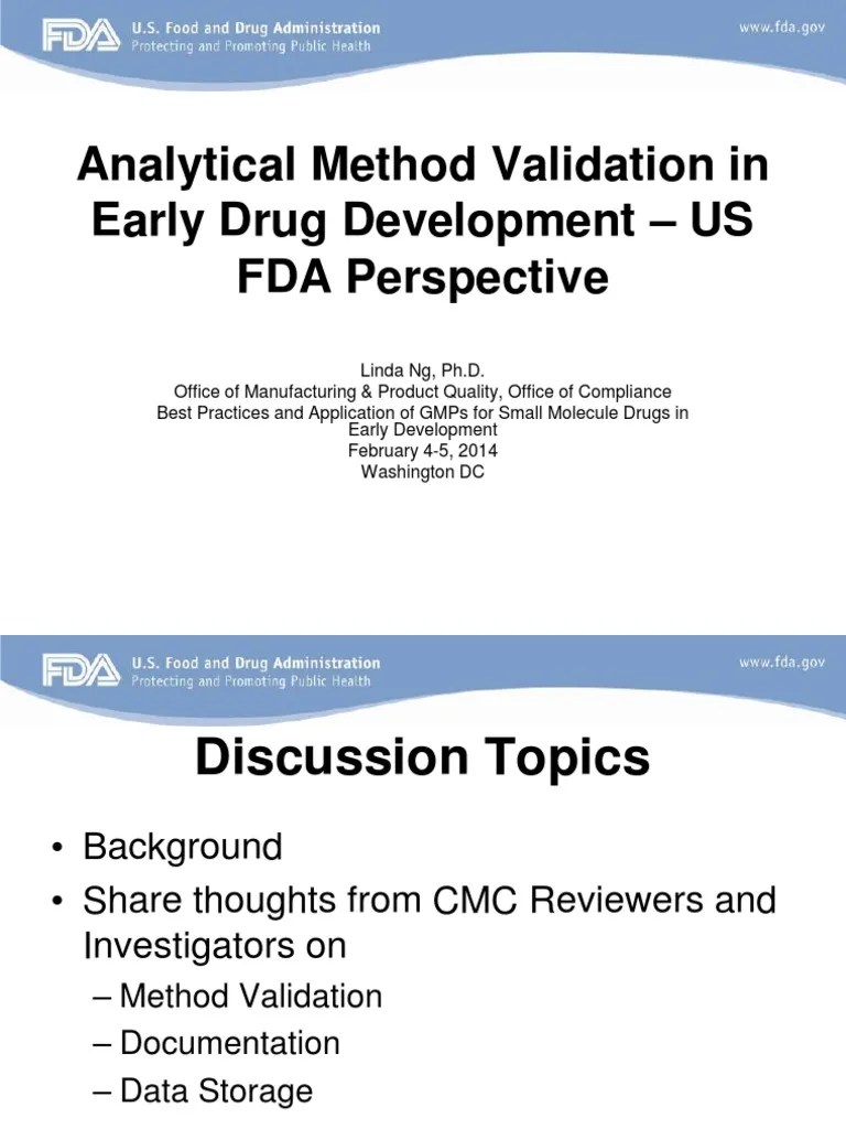 GMPs Workshop - Analytical Method Validation (Regulatory Perspective - Linda NG, FDA) | PDF ...