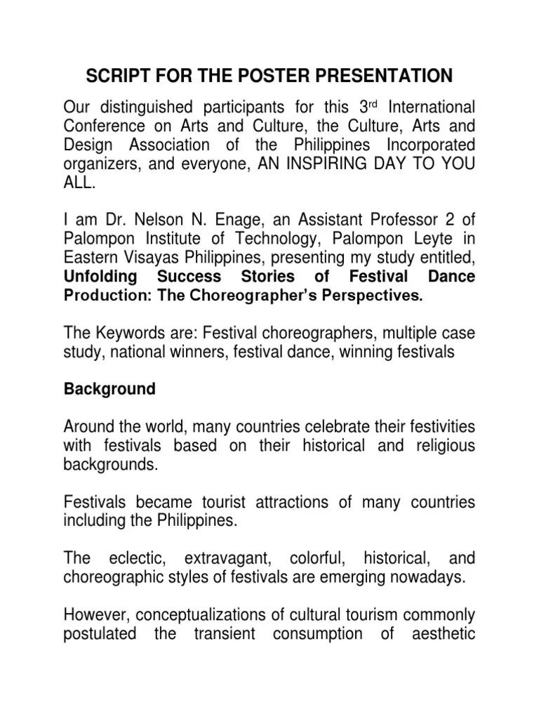 Script For The Poster Presentation | PDF | Creativity | Narrative