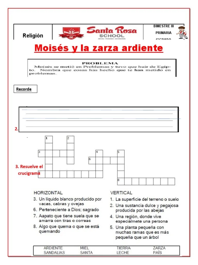 Ficha Religión - Semana3 Moises Y La Zarza Ardiente | PDF