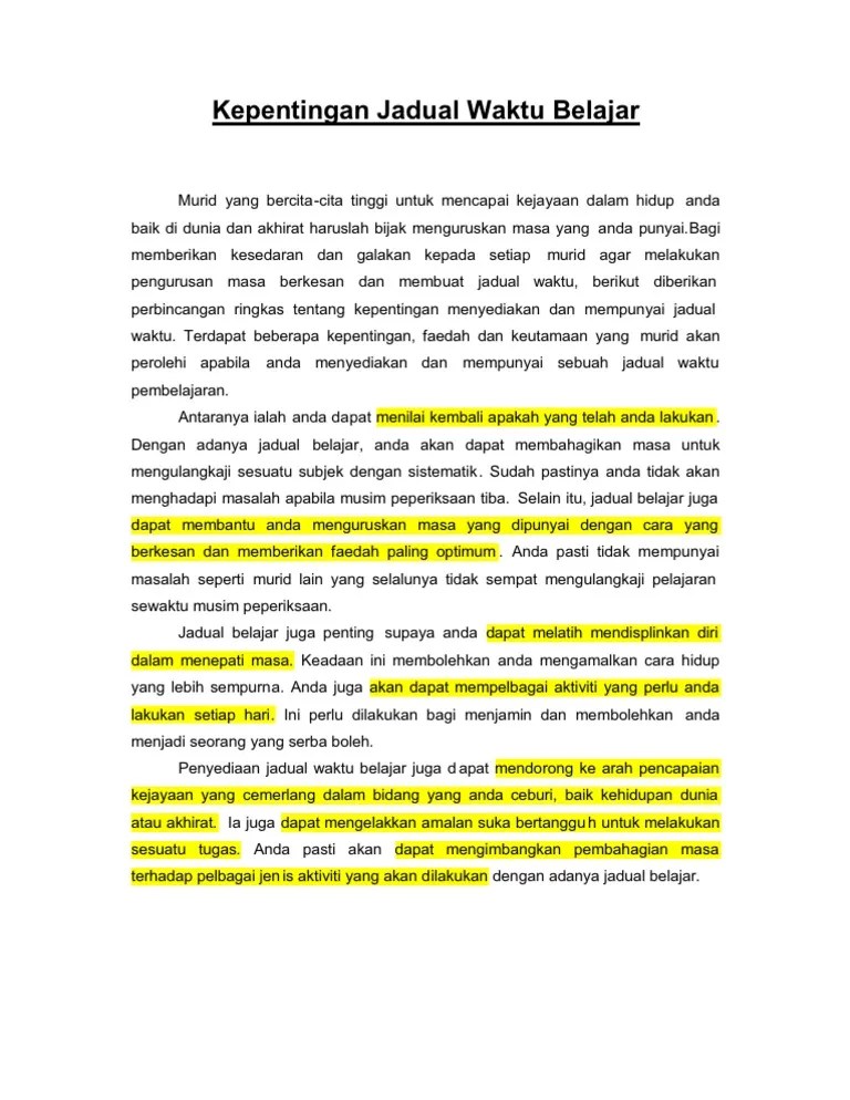 Disiplinkan mereka hingga jadi satu tabiat. Kepentingan Jadual Waktu Belajar Pdf