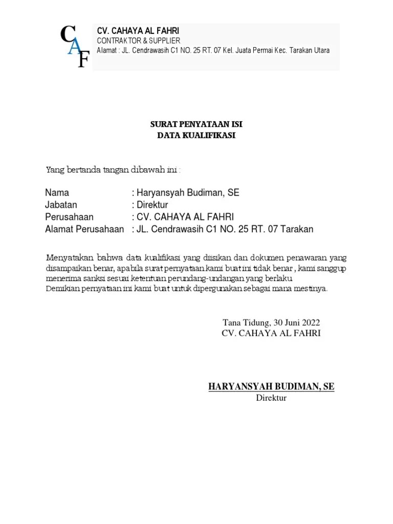 Surat Pernyataan | PDF