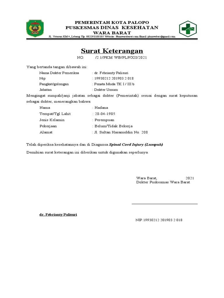 Surat Keterangan Sehat | PDF