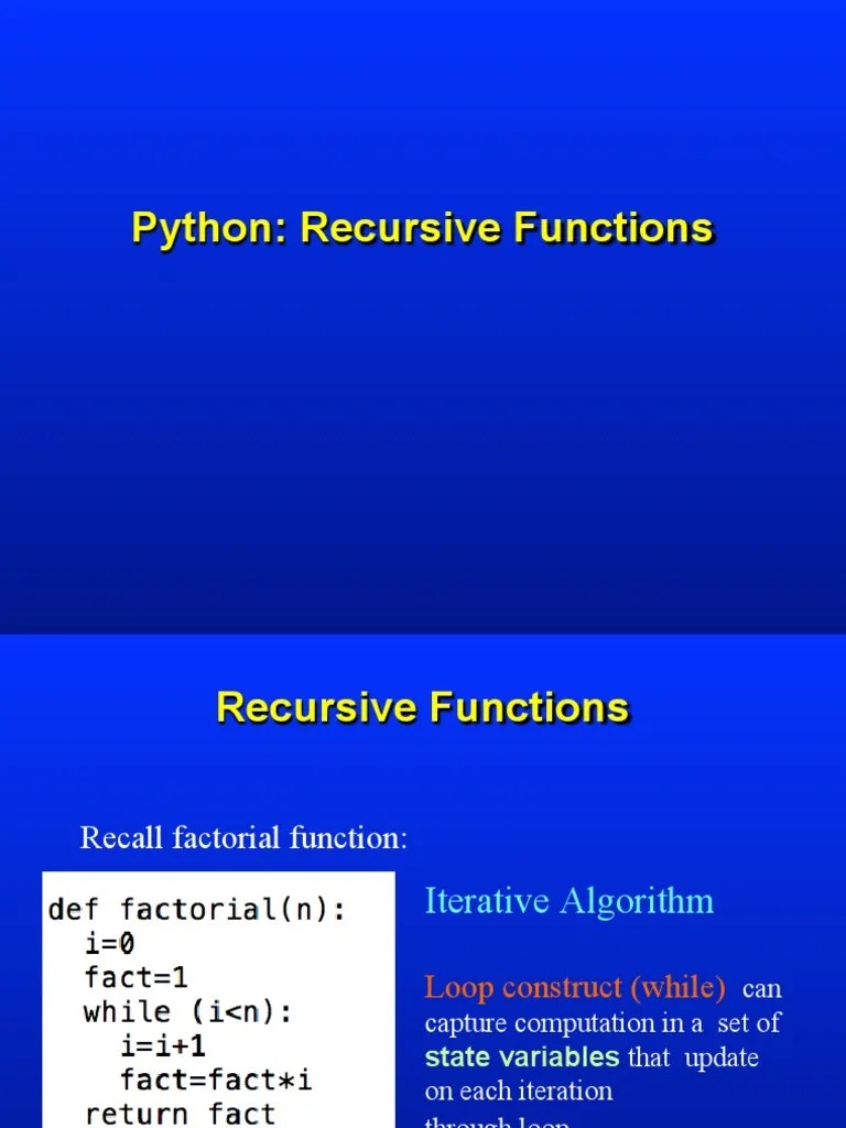 Python Recursive Function Guide | PDF | Recursion | Algorithms