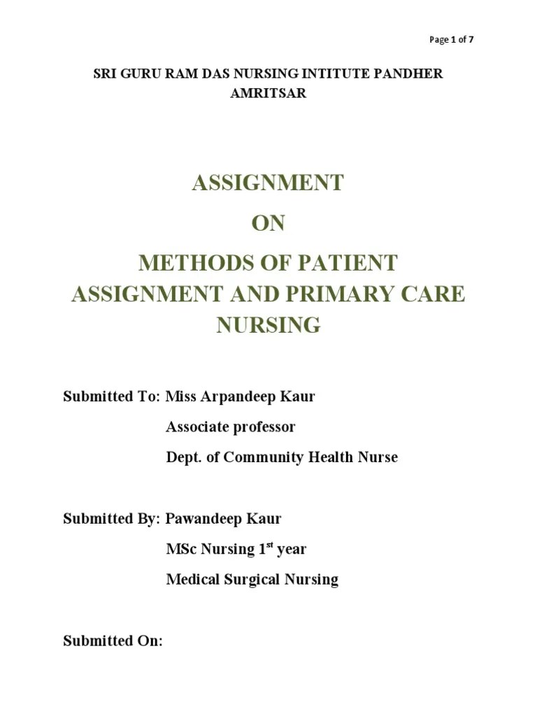 No.5 - Methods-Of-Patient-Assignment | Download Free PDF | Nursing ...