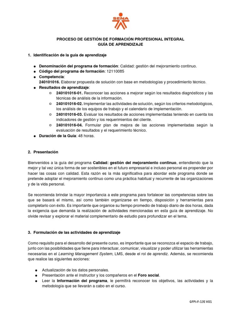 Guia Aprendizaje 1 | PDF | Evaluación | Business