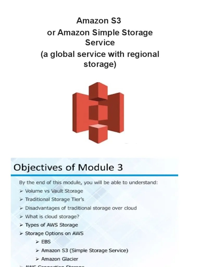 Amazon S3 Or Amazon Simple Storage Service (A Global Service With ...