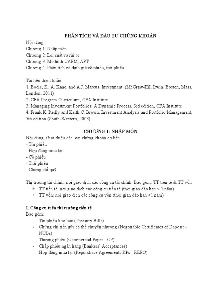 Phân Tích đầu Tư Chứng Khoán | PDF