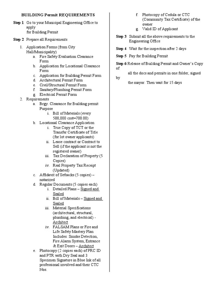 Building Permit Requirements | PDF