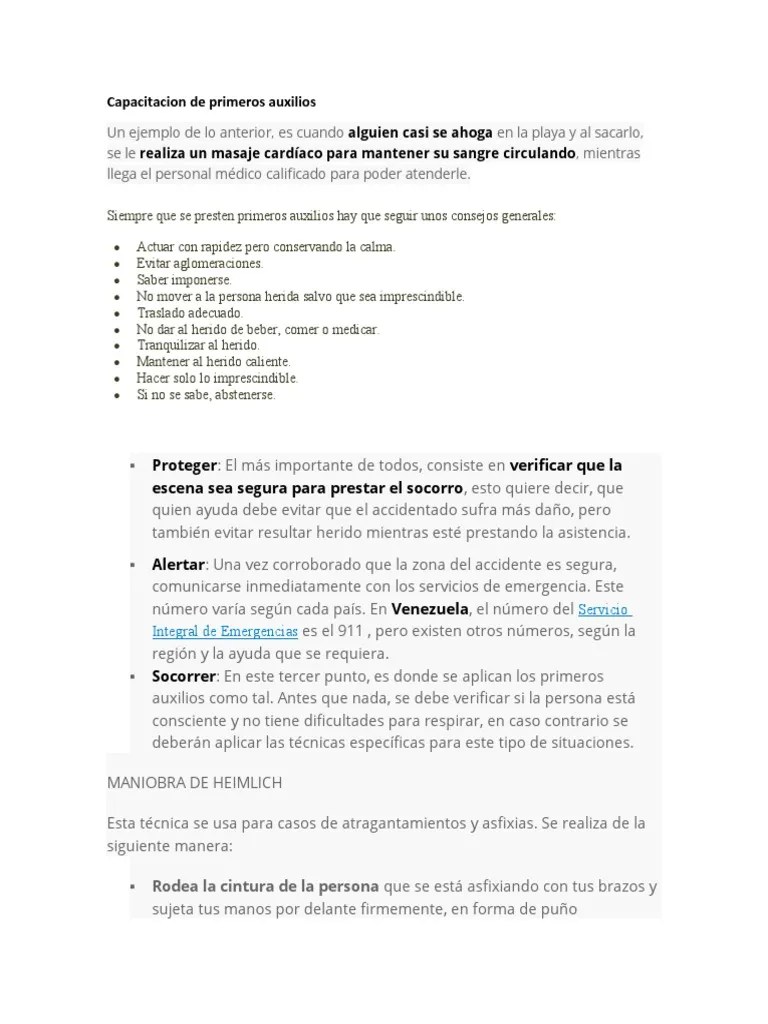 Capacitacion De Primeros Auxilios | PDF | Primeros Auxilios