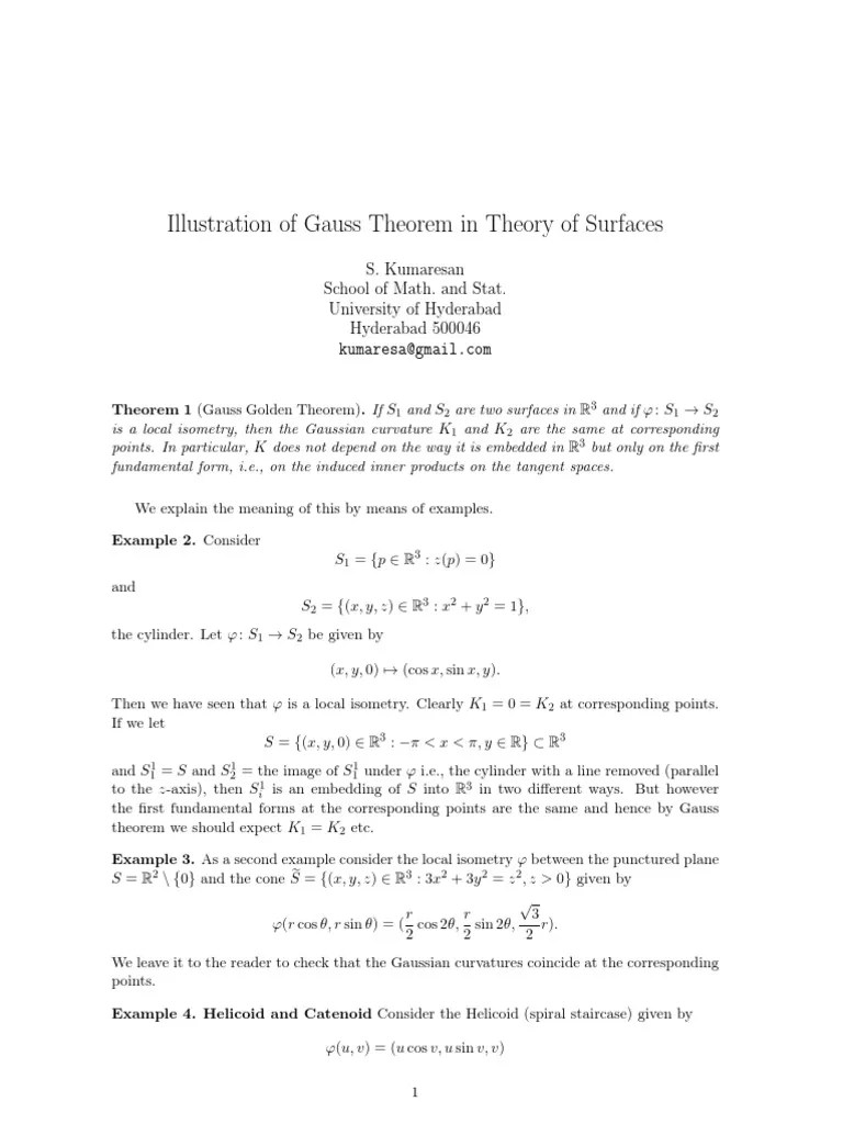 Illustration Of Gauss Theorem In Theory Of Surfaces | PDF | Geometric Topology | Metric Geometry