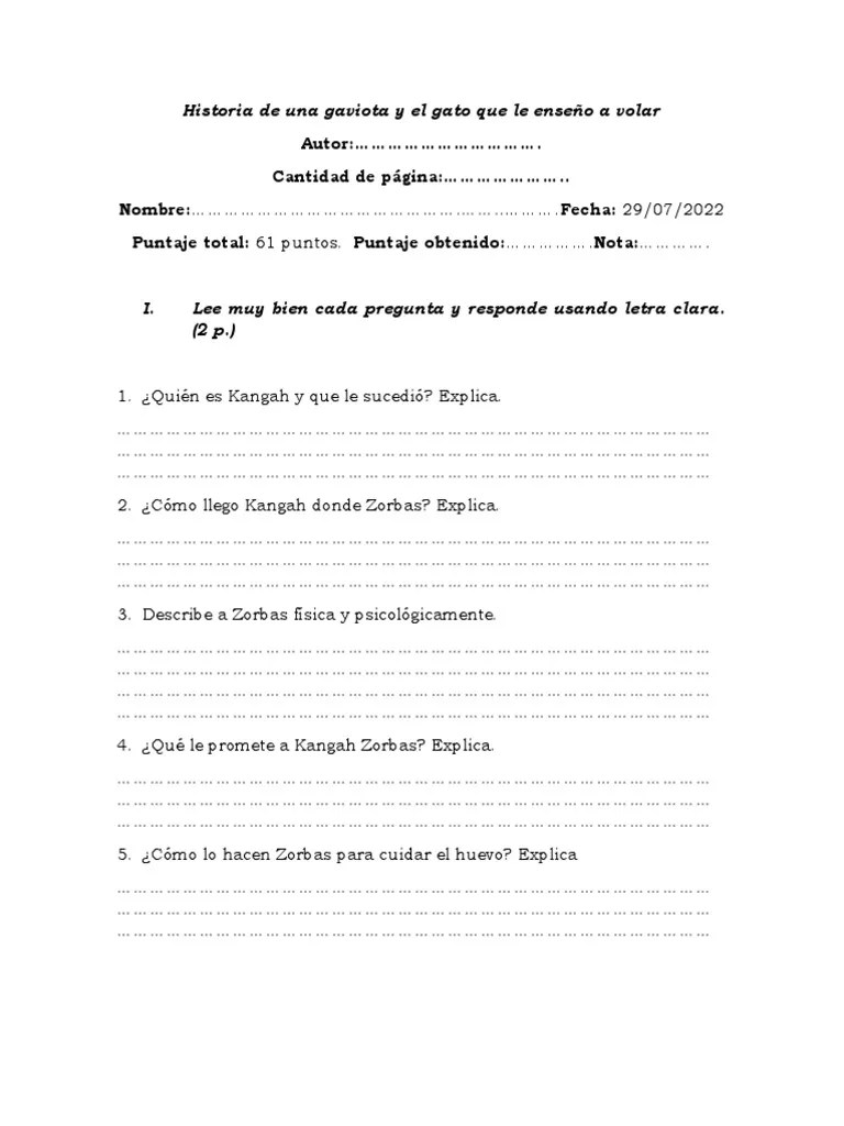 Historia De Una Gaviota Y El Gato Que Le Enseño A Volar 22 | PDF