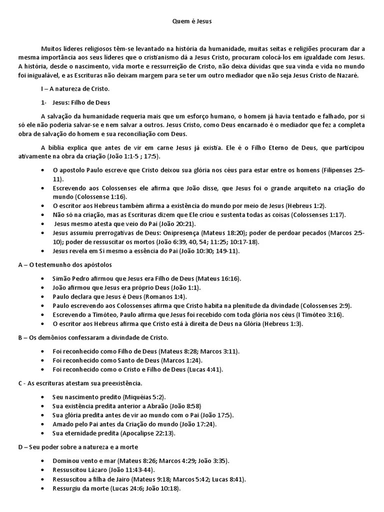 Quem É Jesus | PDF | Jesus | Evangelho De João