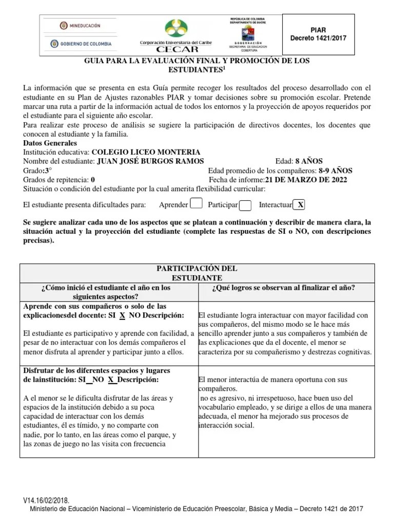 Guía De Evaluación Y Promoción. | PDF | Educación De La Primera Infancia | Educación Primaria