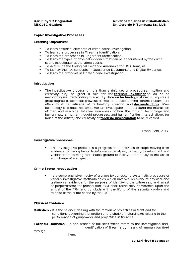 Investigative Processes | PDF | Fingerprint | Forensic Science