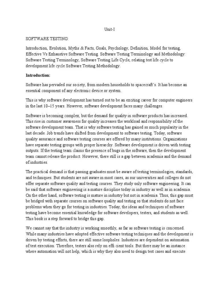 STM Unit-I Notes | PDF | Software Testing | Software Bug