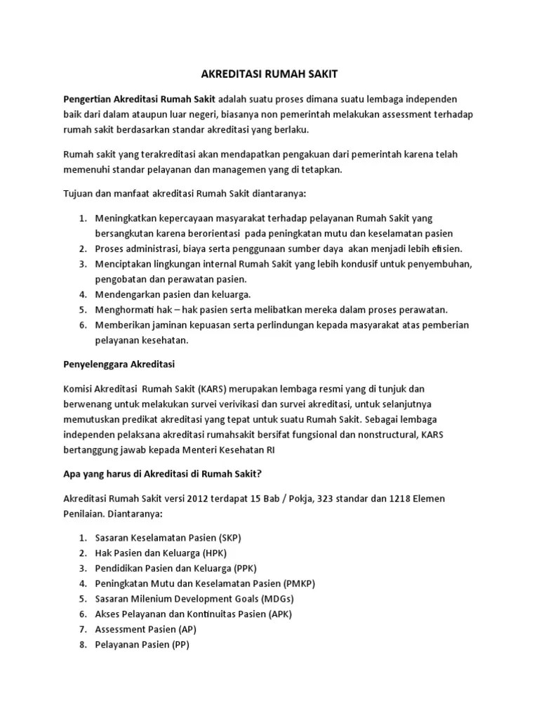 Akreditasi Rumah Sakit | PDF