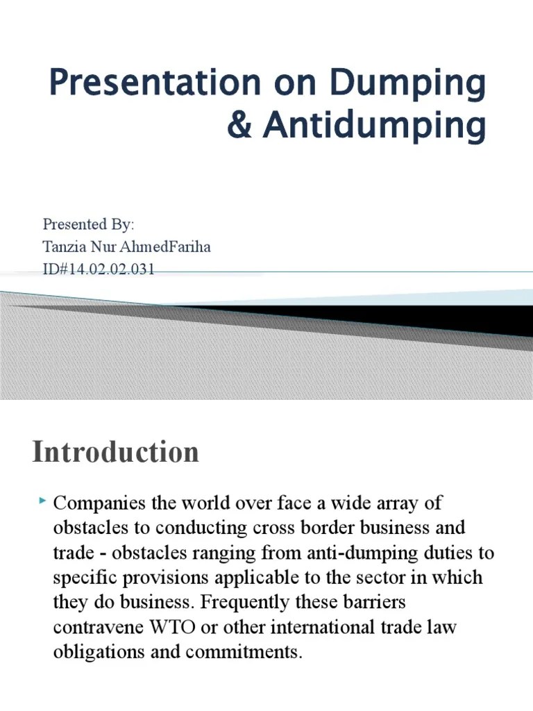 Dumping | PDF | Dumping (Pricing Policy) | Trade