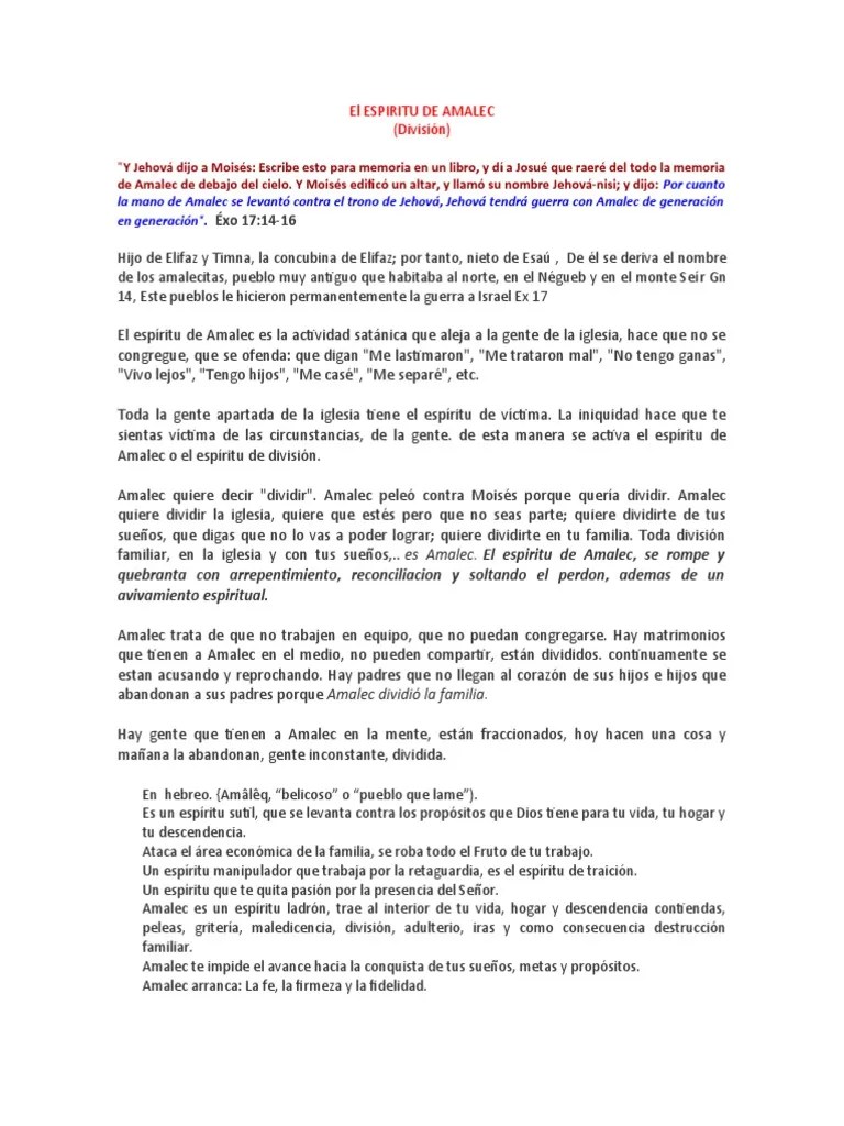 5) El Espiritu De Amalec | PDF | Oración | Jesús