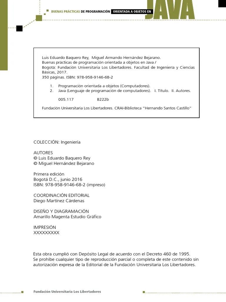 Buenas Prácticas De Programación Orientada A Objetos En Java - Cap - 1 ...
