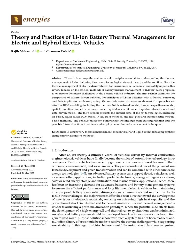 Li-Ion Battery Thermal Management | PDF | Lithium Ion Battery ...