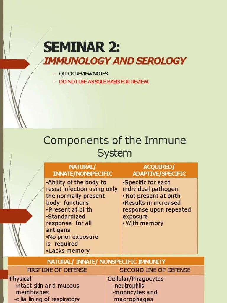 Immunology And Serology (Summary) | PDF | Complement System | Clinical Medicine