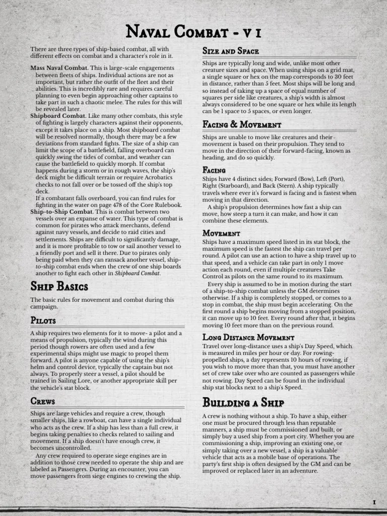 Naval Combat - Pathfinder 2e - GM Binder | PDF | Ships | Rowing