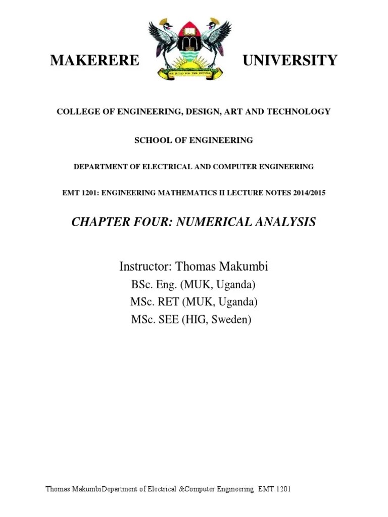 Makerere University: Chapter Four: Numerical Analysis | Download Free PDF | Integral | Numerical ...