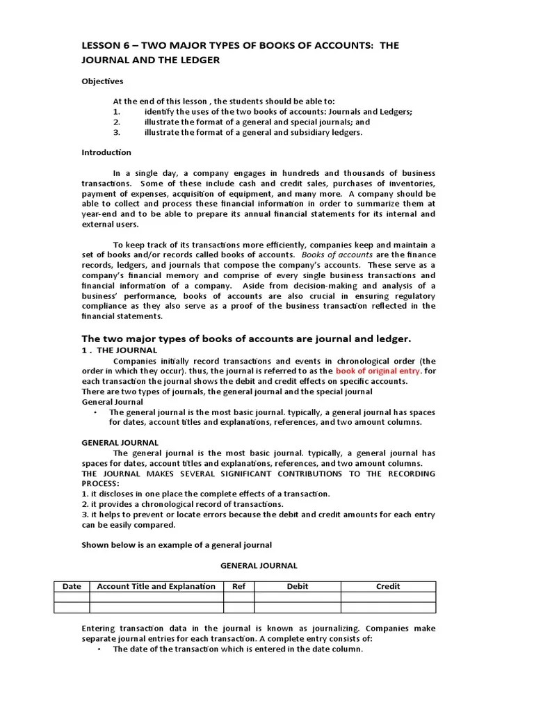 Module 6 - The 2 Major Types Of Accounts - Revised | Download Free PDF ...