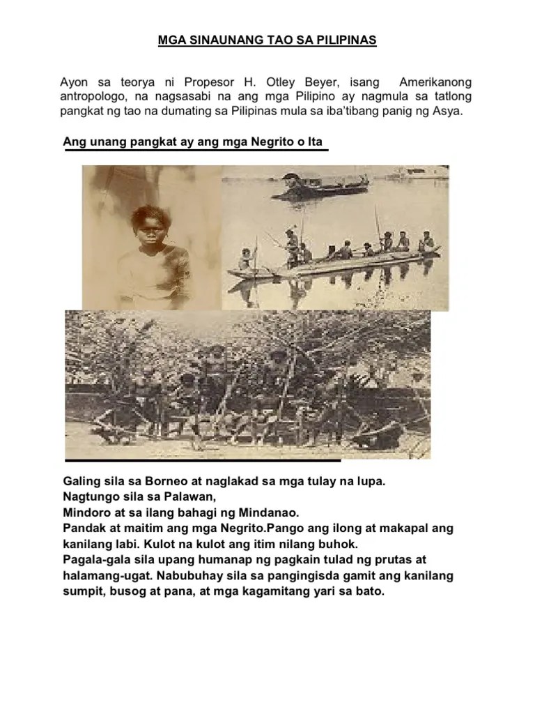 Mga Sinaunang Tao Sa Pilipinas | PDF