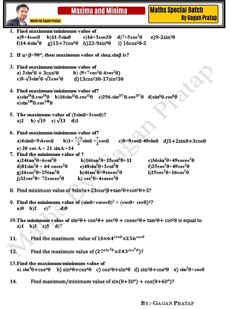 Maximum And Minimum Trigonometric Functions | PDF | Maxima And Minima ...