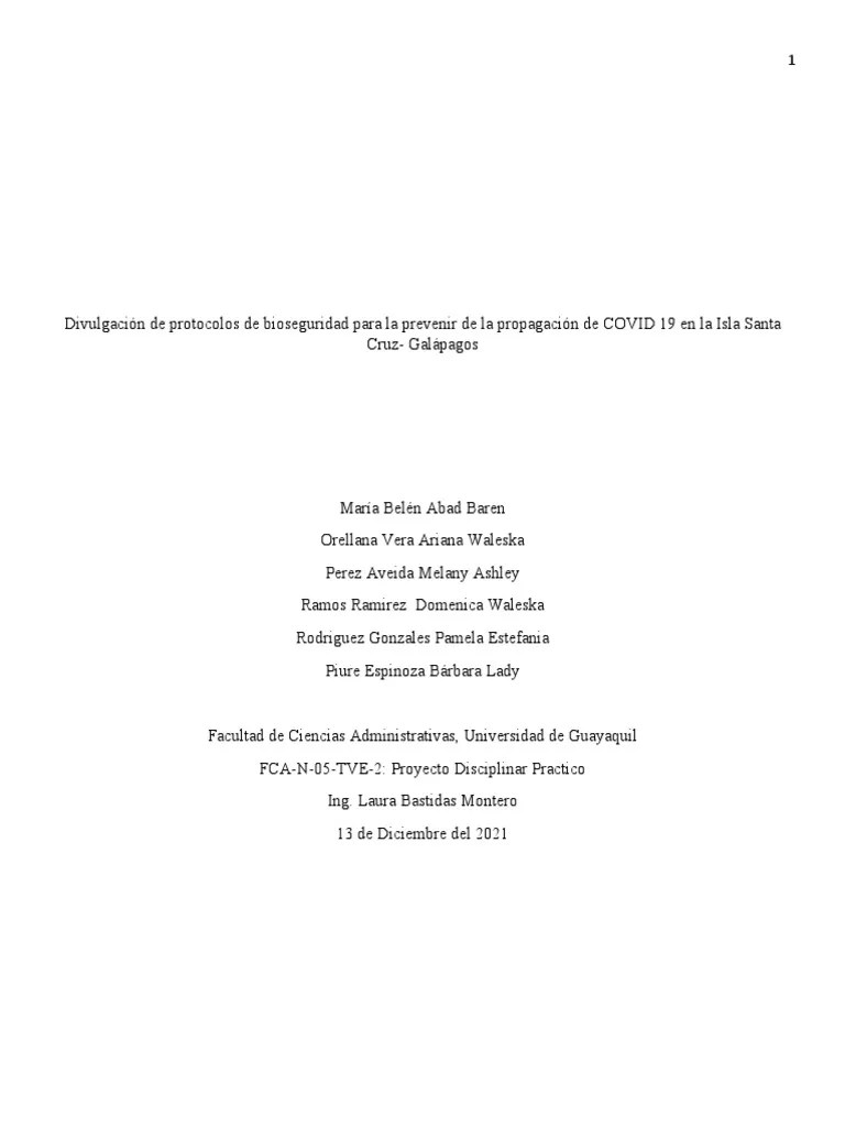Divulgación De Protocolos De Bioseguridad Para La Prevenir De La Propagación De COVID 19 En La ...
