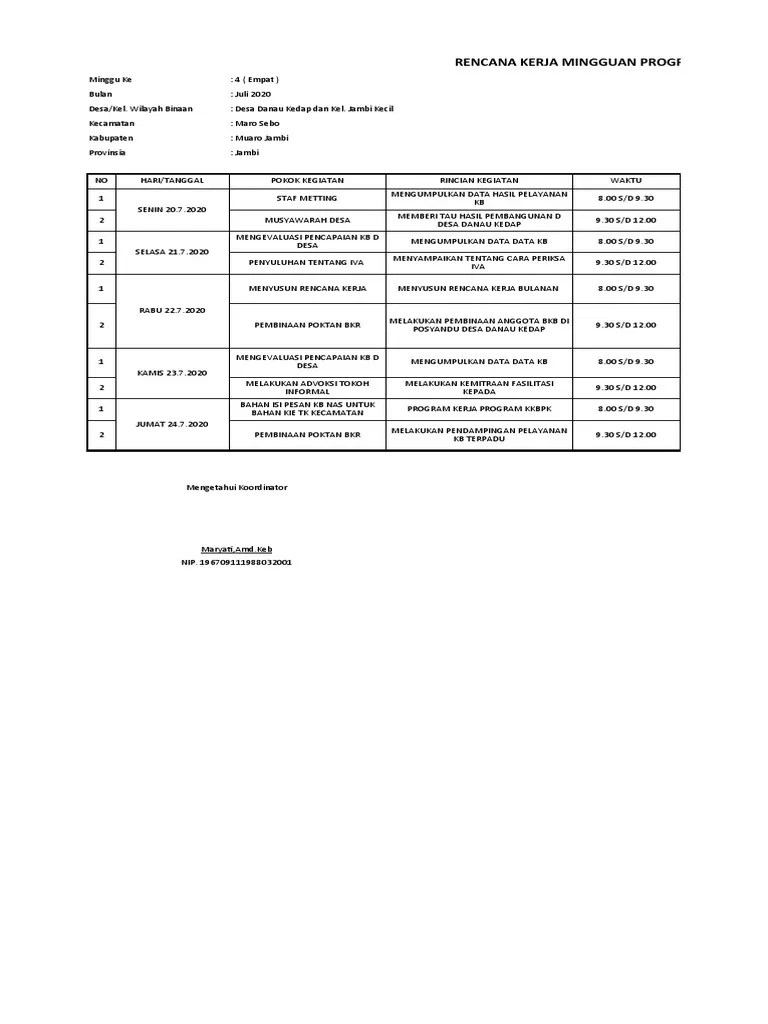 Rencana Kerja Bulanan | PDF