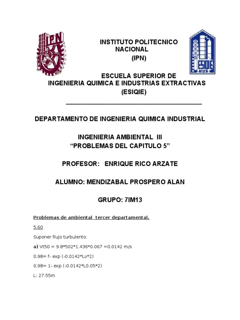5 Problemas De Ambiental III | PDF | Unidades De Medida | Gases