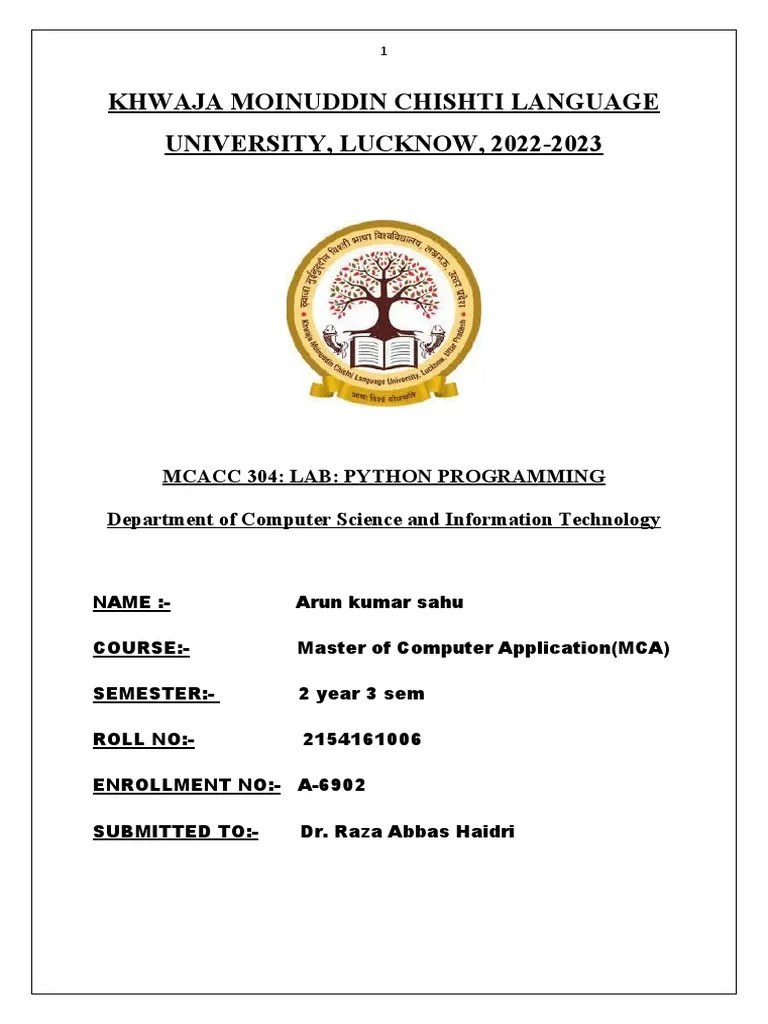 Khwaja Moinuddin Chishti Language University | PDF | Matrix (Mathematics) | Computer Program