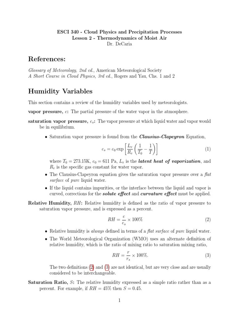 02 Thermodynamics Of Moist Air | PDF | Humidity | Heat