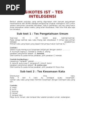 Download soal psikotes ist gratis. Psikotes Ist
