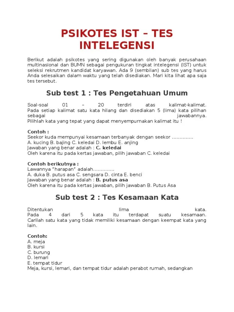 Check spelling or type a new query. Download Soal Psikotes Ist Dan Jawabannya Layrispapos S Ownd