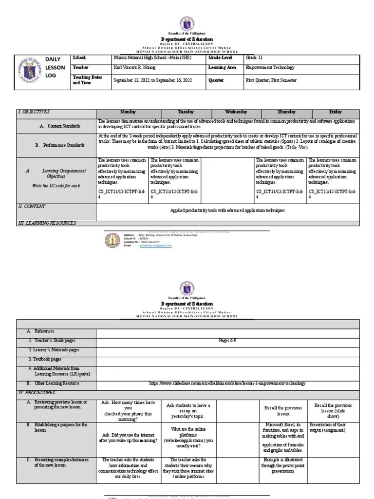 Empowerment Tech 3rd Week Dll Pdf Educational Technology Learning